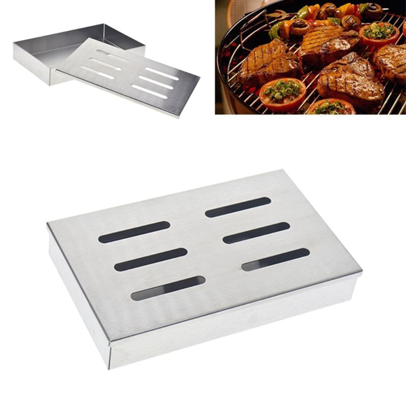 Rvs Roker Doos Hout Splinters Vlees Vis Chipsbbq Barbecue Kookgerei Outdoor Accessoires Q1FD