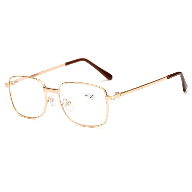 Metal Reading Glasses Resin Square Frame Diopter Presbyopia Men Women Alloy Droppshiping Gafas 200 250 150: +400 / Gold