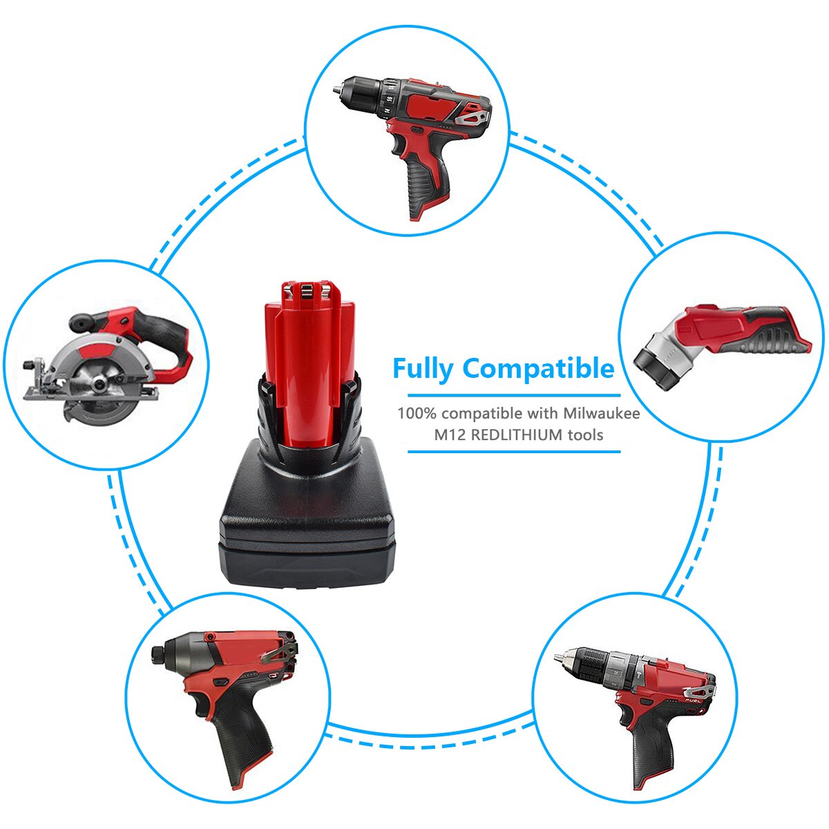 Turpow tools battery For Milwaukee M12 12v 6000mah Power Tool Rechargeable Li-ion Battery Replacement Battery Backup L10
