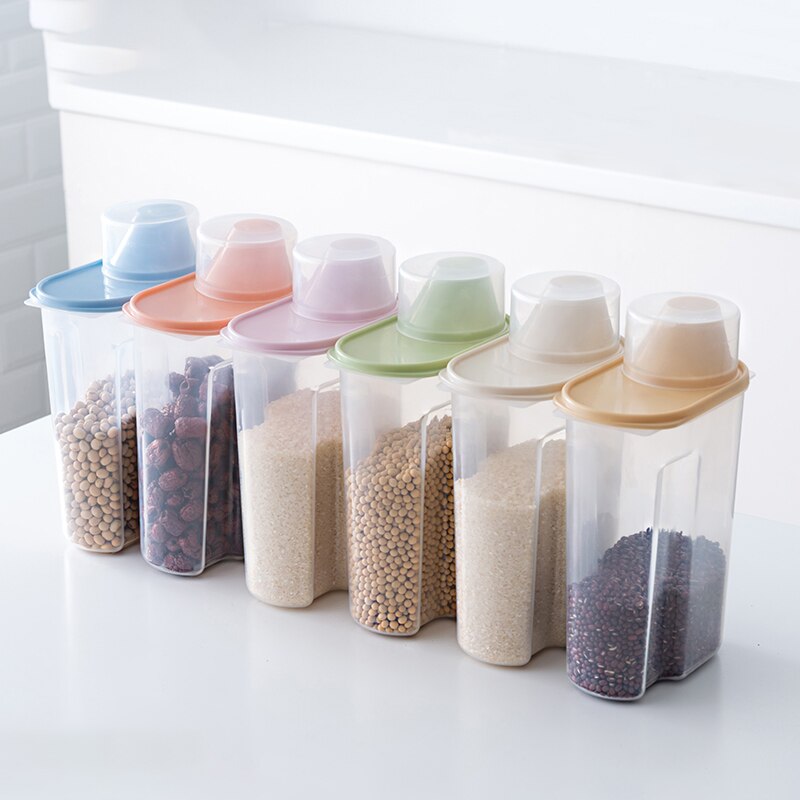 PP Food Storage Box Plastic Clear Container Set with Pour Lids Kitchen Storage Bottles Jars 67Oz~88Oz H1211