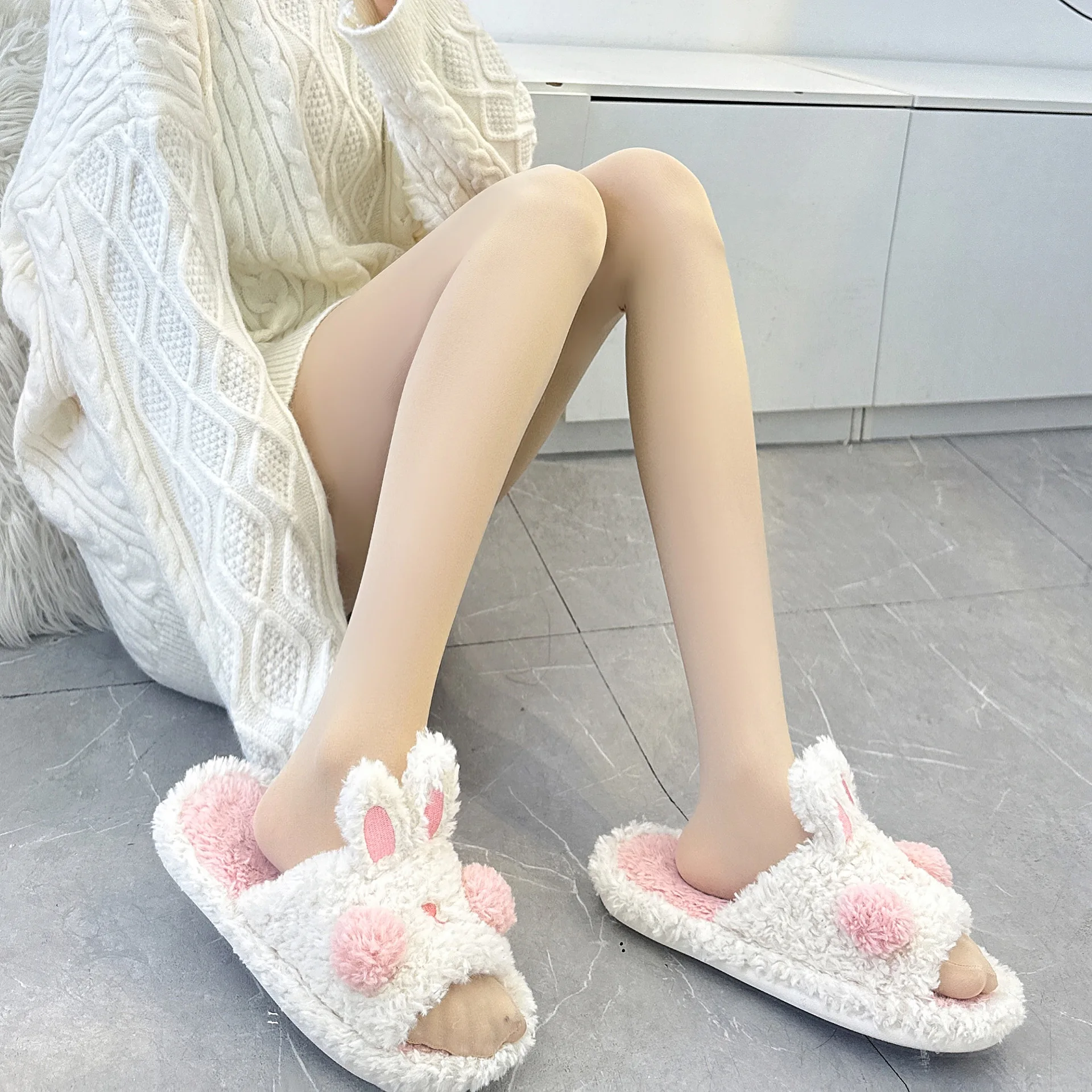 Cisne branco veludo meia-calça feminina outono/inverno engrossado meias pretas leggings de veludo genuíno