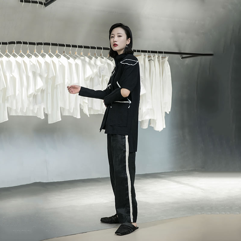 Xitao Gothic Verontruste Flarden Patch Shirt Mode Persoonlijkheid Lange Mouw Blouse Vrouwen Herfst Vrouwen Kleding DZL1755