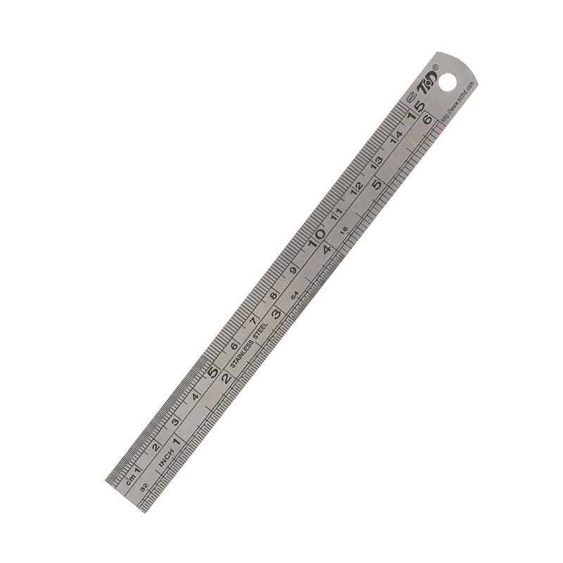 Rustfrit stål dobbelt side lige lineal centimeter inches skala metrisk lineal præcisionsmåleværktøj 15cm/20cm/30cm/50cm: 15cm