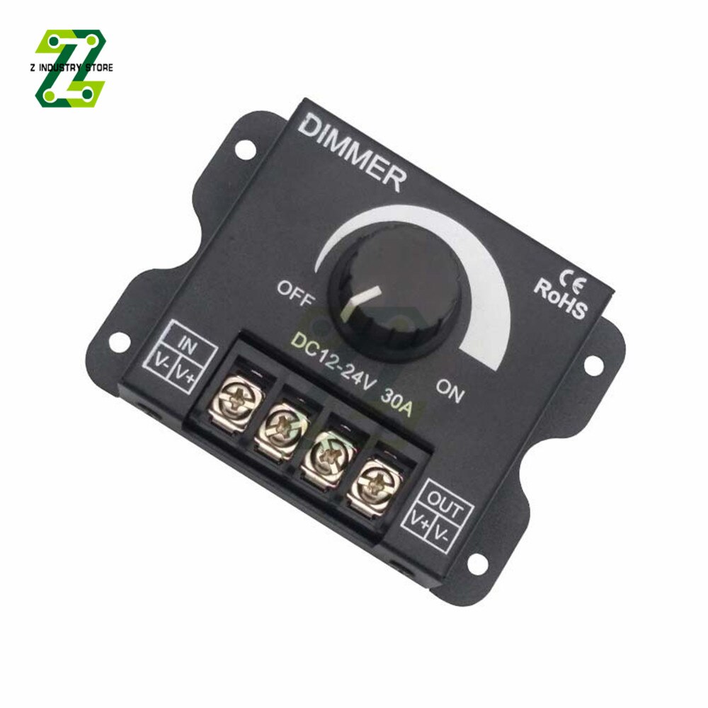 LED Dimmer DC 12V 24V 30A 1W Einstellbare Helligkeit Controller Schalter Lampe Streifen Fahrer Power Versorgung schwarz