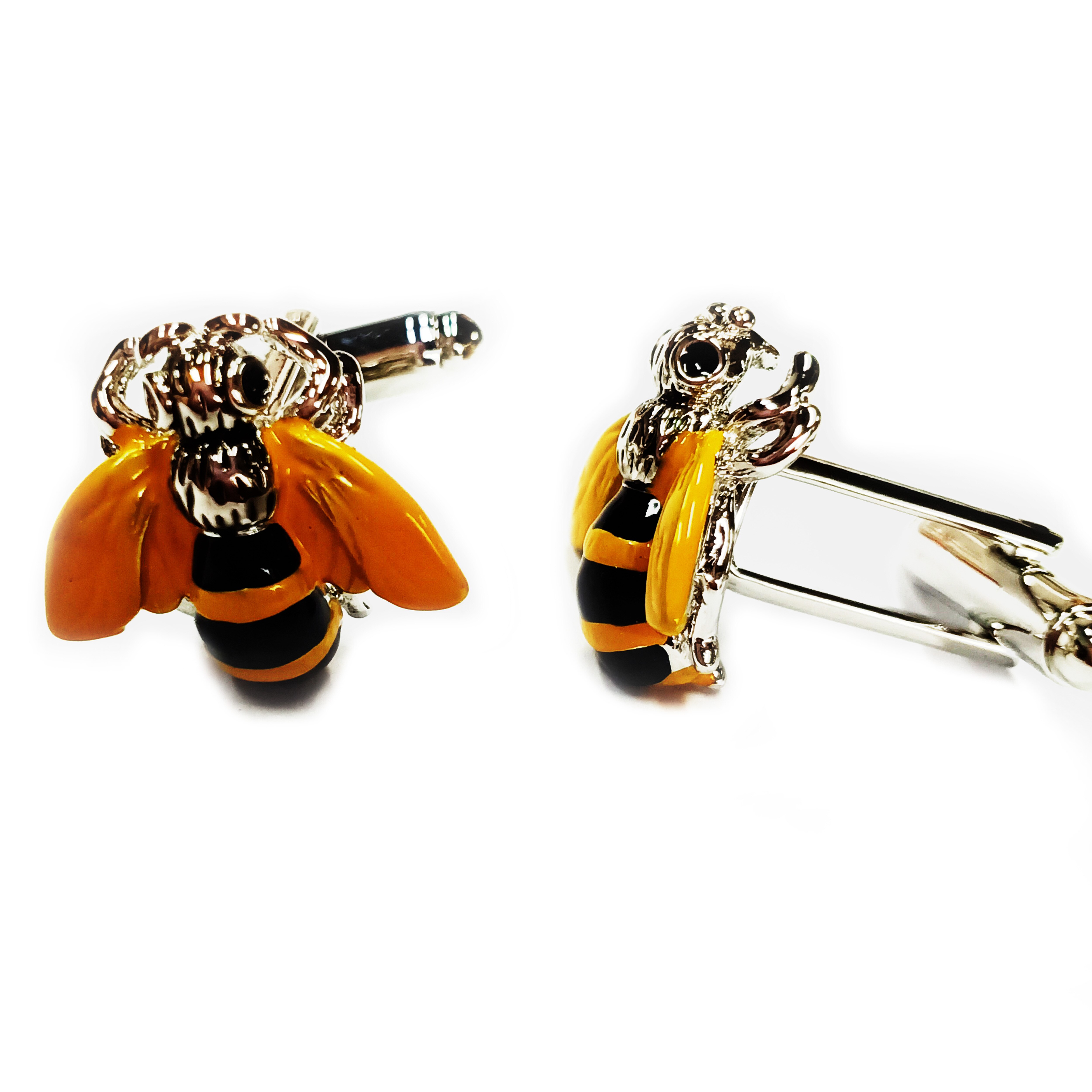 Bee Cufflinks Yellow And Black Enamel Honey Bee Cuff Links Father's Day Cuff Links Birthday Wedding Cuff Links