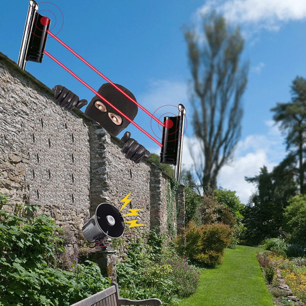 Home Security Double Beam Infrared Detectors Outdoor Waterproof Infrared Sensor Burglar Alarm Anti-theft Motion Detector