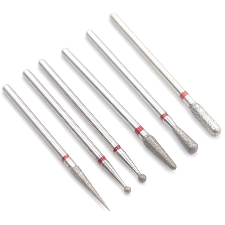 6 Stuks Nail Drill Bit Set Diamond Keramische Nozzle Voor Manicure Elektrische Frees Voor Manicure Machine Frees Voor nail: Bruin