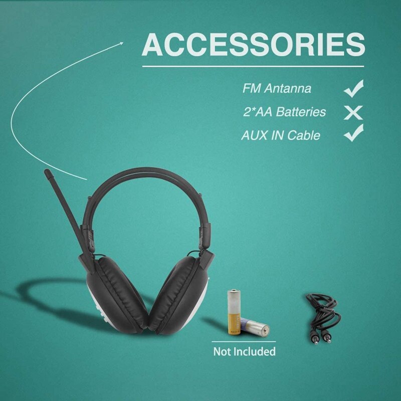 Draagbare Persoonlijke Fm Radio Hoofdtelefoon, Draadloze Headset Met Radio Ingebouwd Voor Wandelen, Joggen, Dagelijks Werk