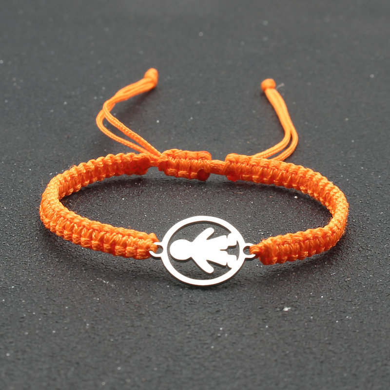 Rvs Schattige Kleine Jongen Bedelarmband Handgemaakte Braid Verstelbare Lucky String Armbanden Voor Vrouwen Mannen Paar Kind: Orange
