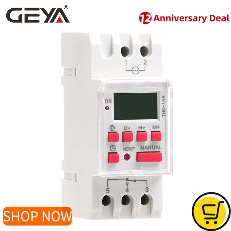 GEYA THC-15 Digital Timer Switch Weekly Programmable Timers 16A 12V 24V 110V 220V 240V Timers