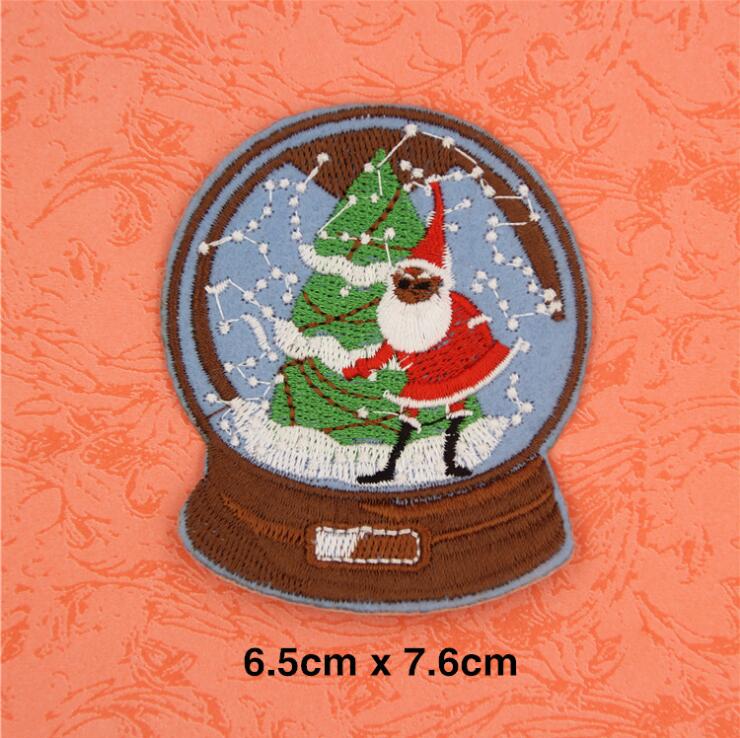 1Pcs Christmas Style Patch For Clothing Iron On Embroidered Sew Applique Cute Patch Fabric Badge Garment DIY Apparel Accessories: 6