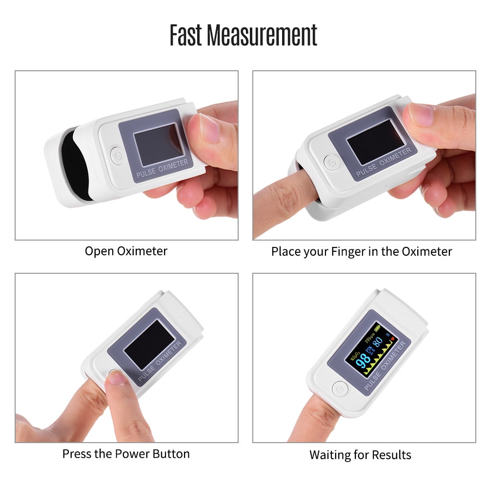 oximetro recargable Mini Fingertip Pulse Oximeter Pulse Rate Blood Oxygen Saturation Monitor Clear OLED Display for Home Use