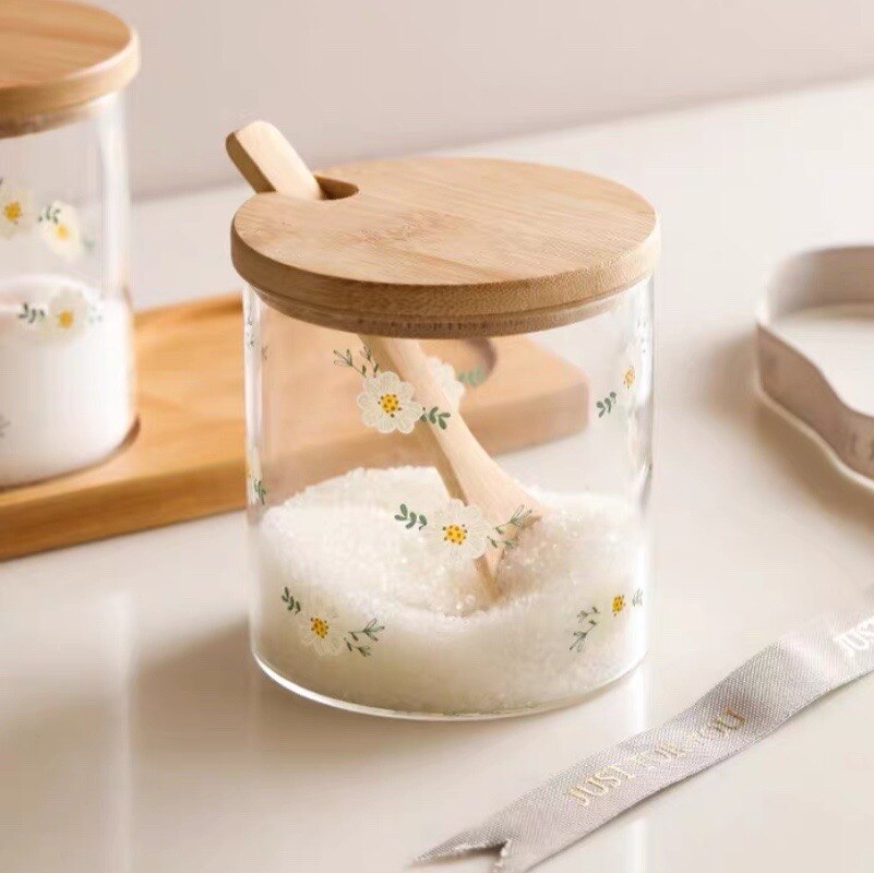 Kruiden Jar Glas Millimi Ранчо Schoonmaken Kleine Daisy Hoge Borosilicate Huishouden Keuken Fles Driedelige Pot Met Deksel