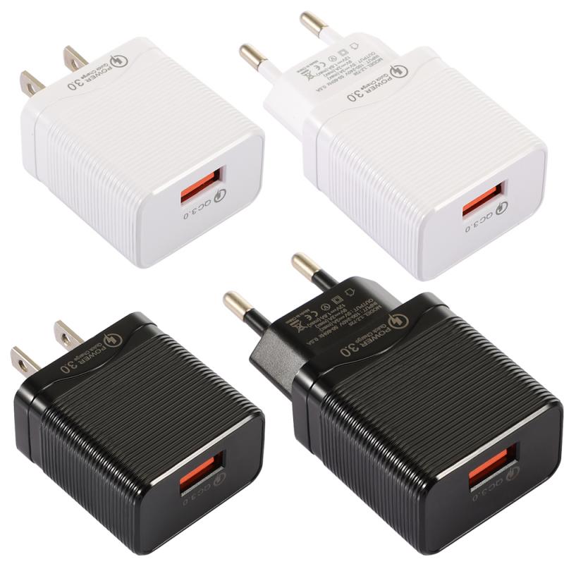 QC3.0 3A Fast Charge Single USB Mobile Phone Charger Travel Charger Smart Phone Tablet Charging Head Black White TSLM1