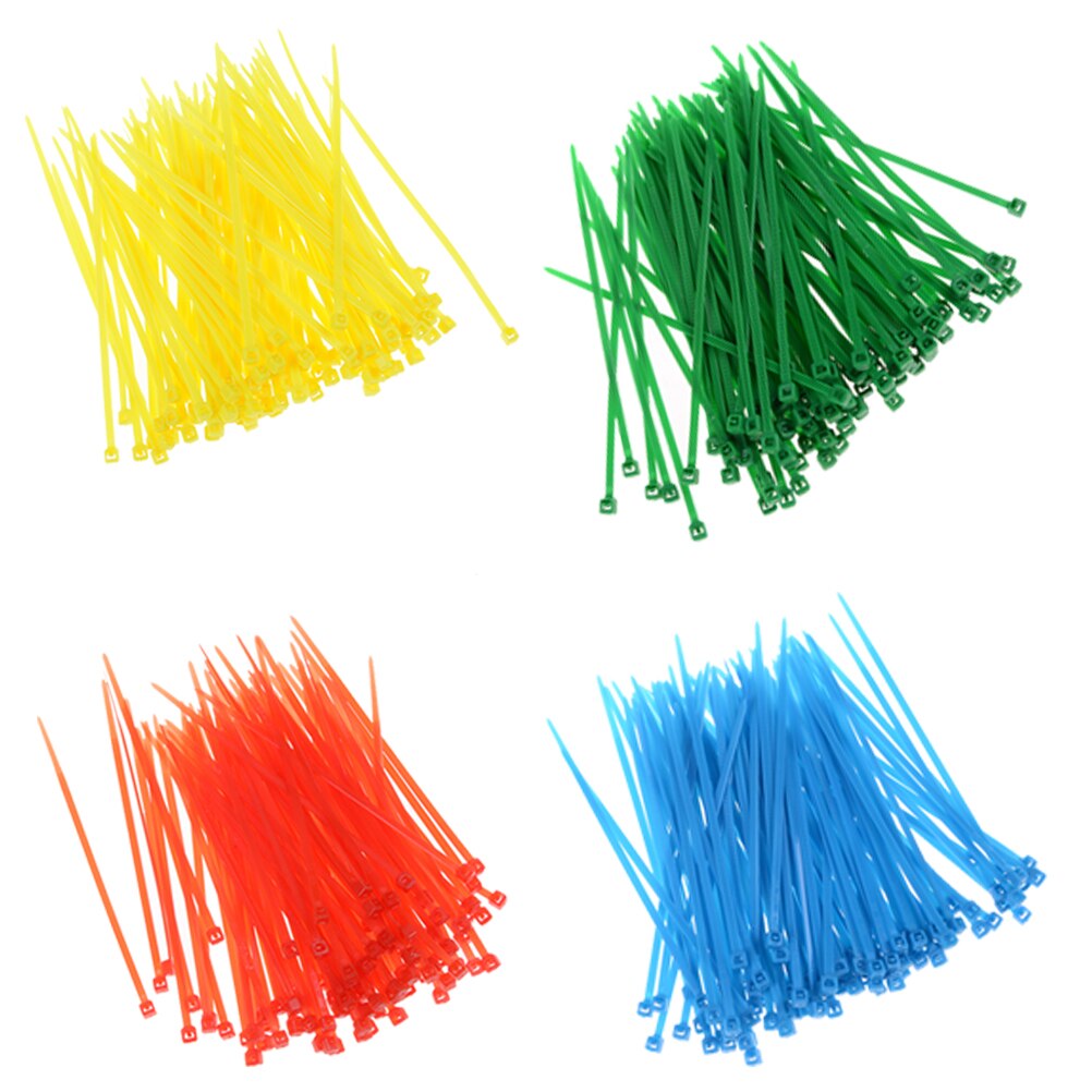 3X100Mm Netwerk Nylon Plastic Kabel Draad Organisator Zip Tie Cord Strap 7 Kleuren 100 stuks