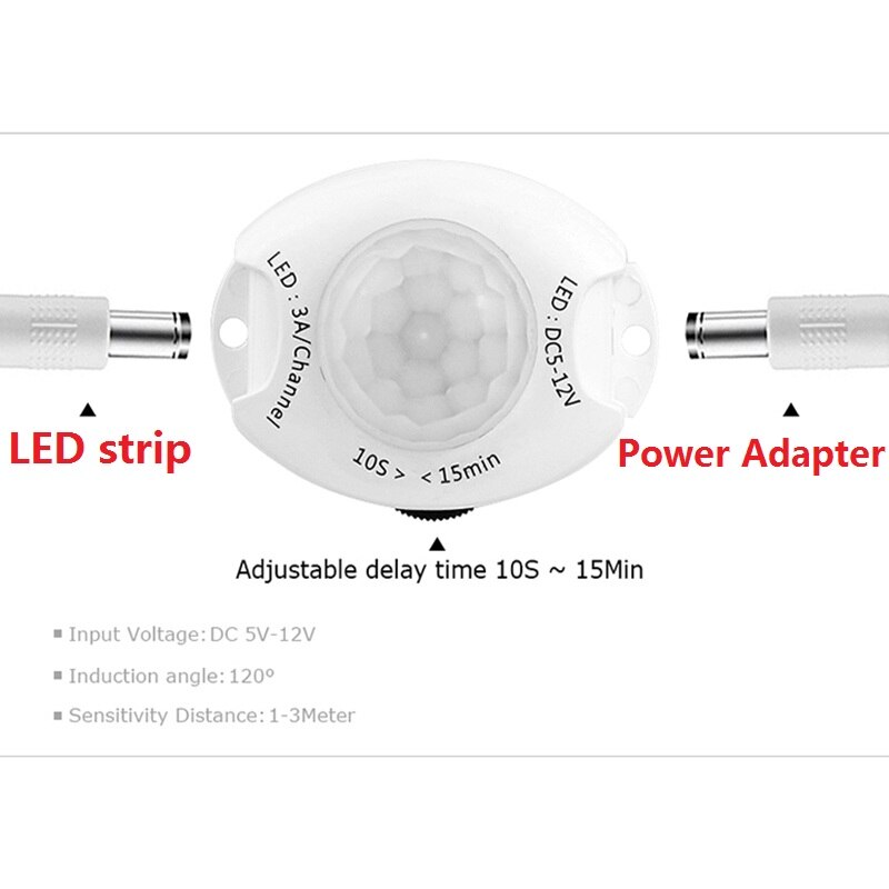 12V Pir Motion Sensor Switch Verstelbare Tijd Smart Infrarood Menselijk Lichaam Sensor Detector On/Off Controle Led Strip home Verlichting