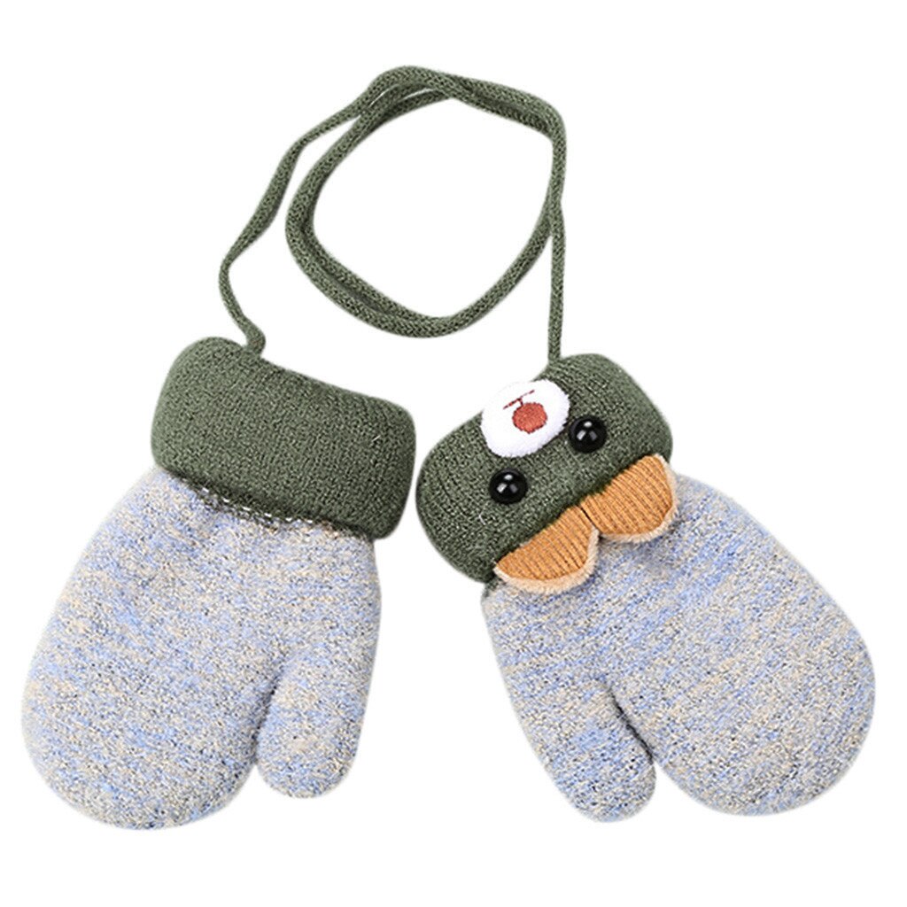 Appena nato del bambino delle ragazze dei ragazzi guanti invernali per bambini infantili guanti di inverno del bambino patchwork caldo di spessore guanti del fumetto: Gray