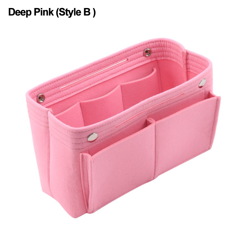 Felt Insert Bag Fits For Longchamp Handbag /Bucket Bags Liner Bag Felt Makeup Bag Support Travel Portable Insert Purse Organizer: MULTI