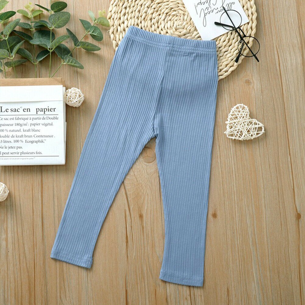 Babykleding dikke warme katoenen meisjes lange effen leggings basic effen kinderbroeken kinderen: Blauw / 2t