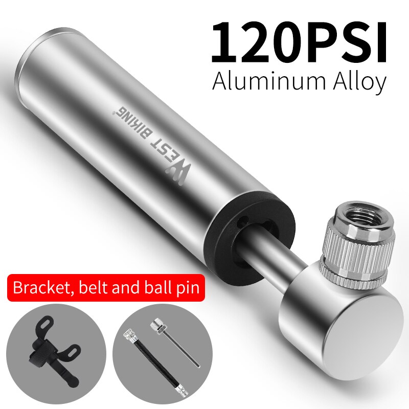 WEST BIKING Mini Bicycle Pump Tire Air Inflator Schrader Presta Valve Ball Needle Hose MTB Accessories Portable Hand Bike Pump