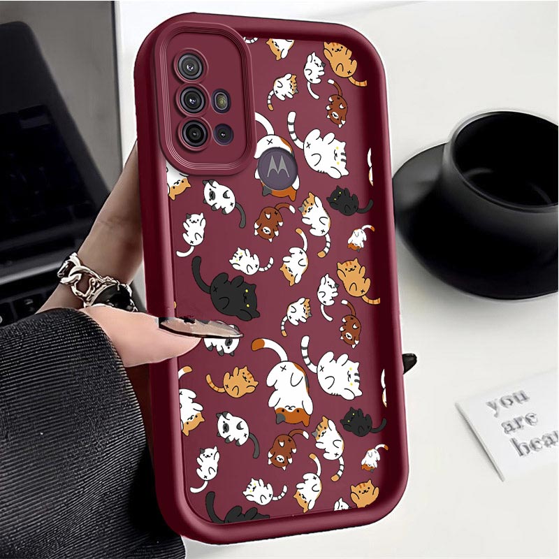 G30 pełen życia Kot Nowy niebo oko etui na telefon robić Motorola Moto G20 Odporna na uderzenia ochrona aparatu Moto G10 Miękka tylna obudowa: PŁÓTNO / BŁĘKITNA