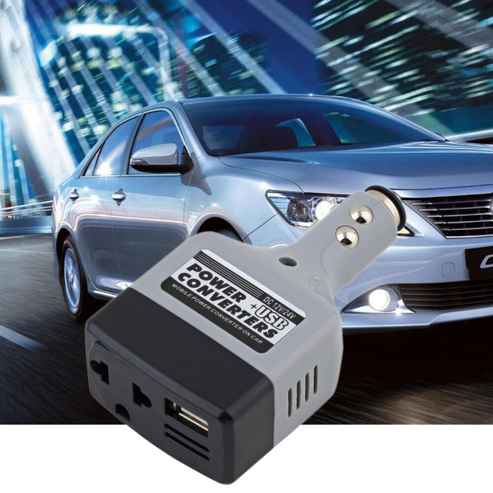 Portable Car Power Inverter Adapter Mobile Auto Power Car Charger Converter With USB Interface Shortcircuit Protection