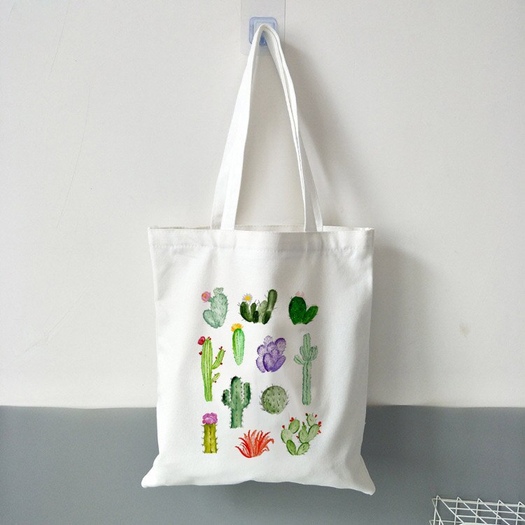 Cactus plante sac fourre-tout dames toile sacs à provisions sac de voyage sac à main graphique mignon pliable fourre-tout grande capacité: B0317-TBWH-M