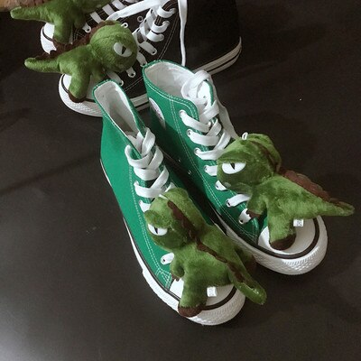 Dinosaur canvas shoes women spoof shoes wild Korean casual personality shoes