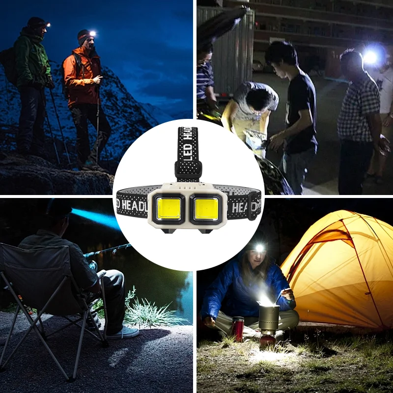 Linterna frontal LED potente, 4 modos de iluminación, recargable por USB, superbrillante, para exteriores, Camping, pesca, Faro de emergencia