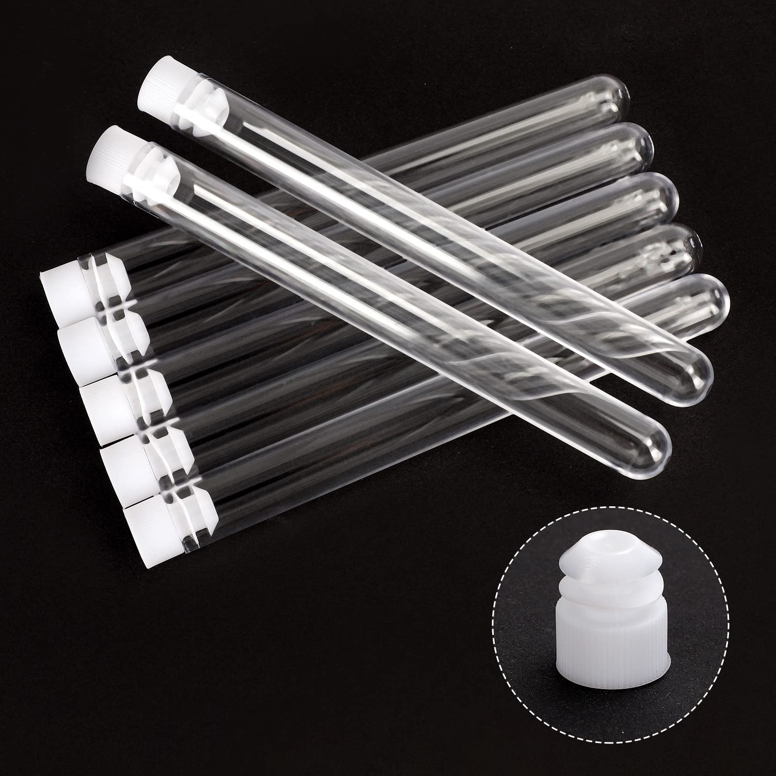 25ml 16x150mm Plastic Test Tubes with Caps Transparent Tubes for Lab Colleges Universities School Scientific Experiments（30pcs)