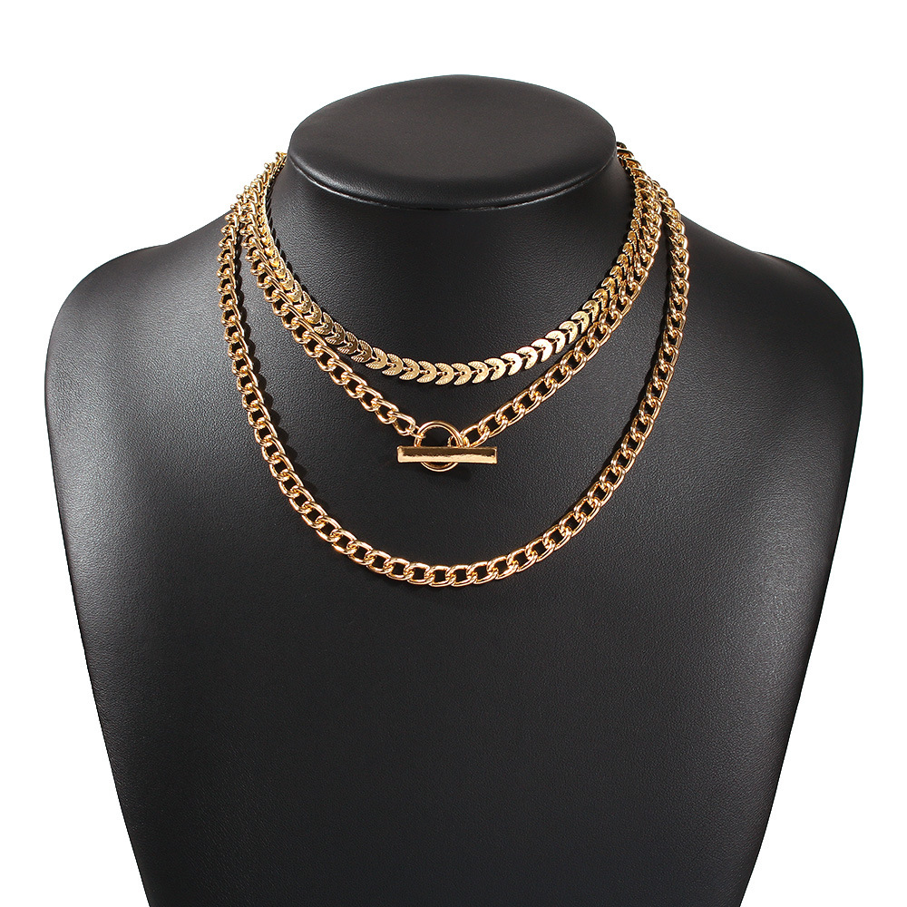 KMVEXO Trend Hip hop Gold Plated Thick Chain Metal Ball Long Chain Clavicle Necklace for Men Women Girls Party Jewelry