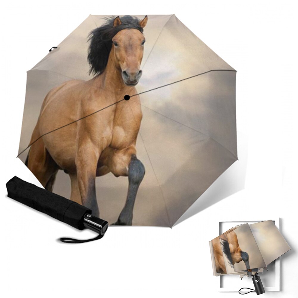 Fully-Automatic umbrella Horse Painting Parasol UV protection Aluminum Alloy Umbrellas Guarda Chuva Paragua Rain Gear: YSA2099