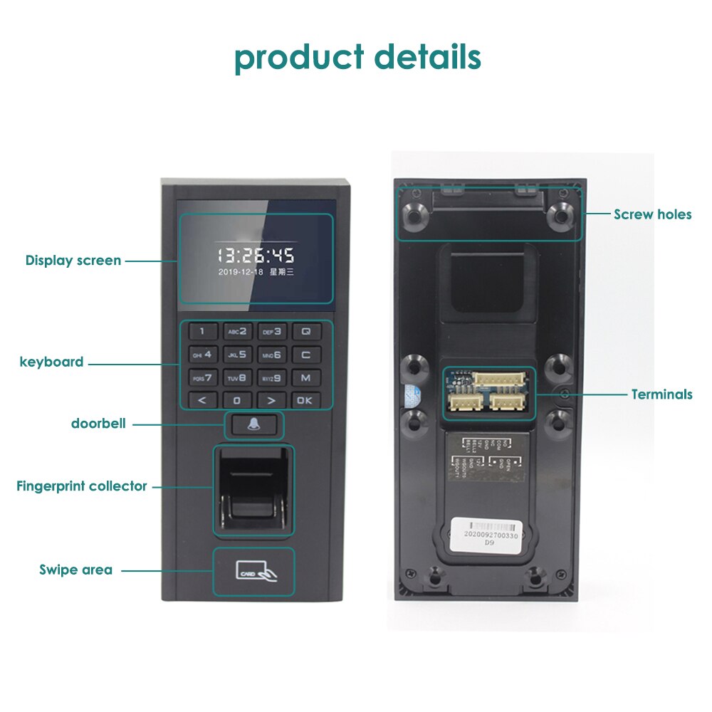 Biometric Fingerprint 125Khz+13.56Mhz RFID Access Control Keypad System Electronic USB Time Clock Recorder Attendance Machine