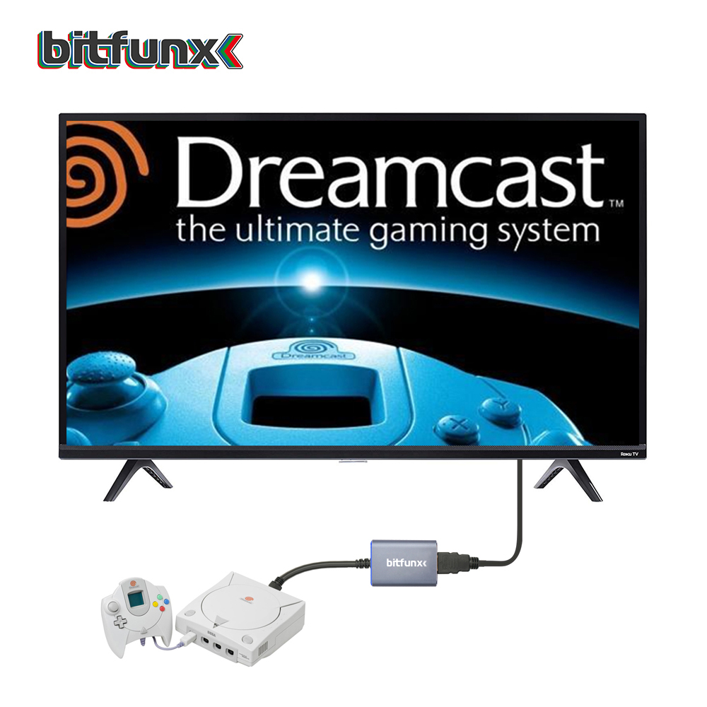 Bitfunx-adaptador para sega dreamcast, adaptador compatível com hdmi, suporte a modos de exibição, ntsc 480i, 480p, pal 576i