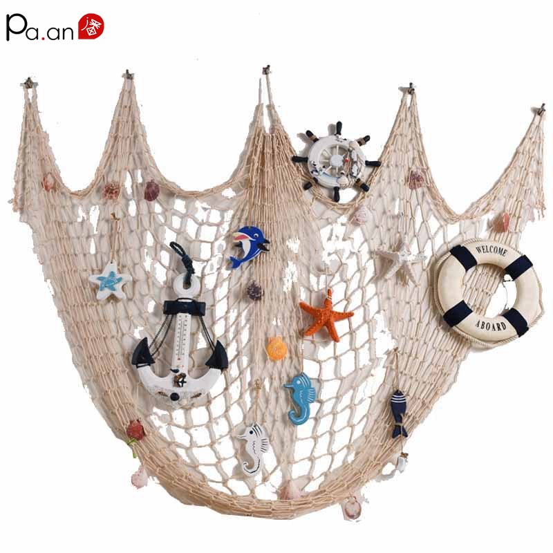 Mediterrane Visnet Nautische Home Decor Seashell Anker Decor Zee Decoratie Hand-Geweven Float Wanddecoratie Marine Stijl