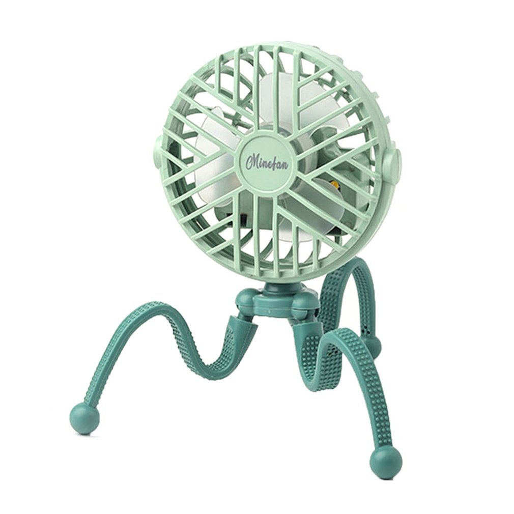 Mini Fan Mini Portable Hanging Electric Fan Octopus Stand Adjustable Handheld USB Charging Fan Cooler For Student: green Round