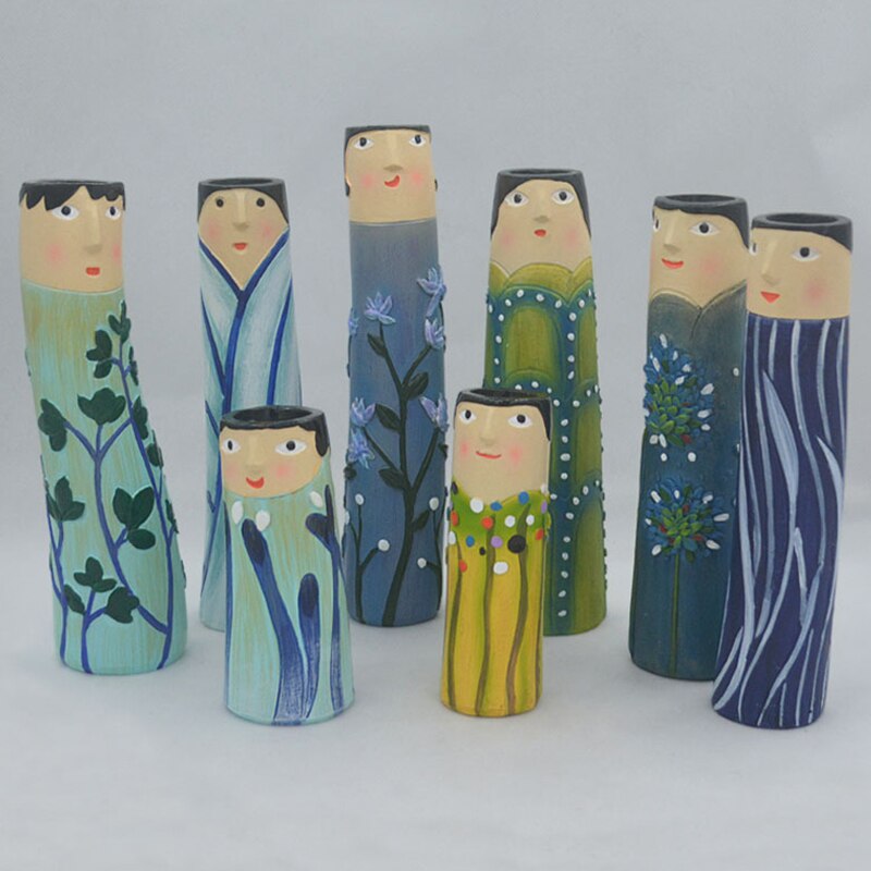 Bohemian Family Face Planter Resin Pots for Plants and Flowers Handmade Dried Flower Vase Home Decoration Resin Crafts