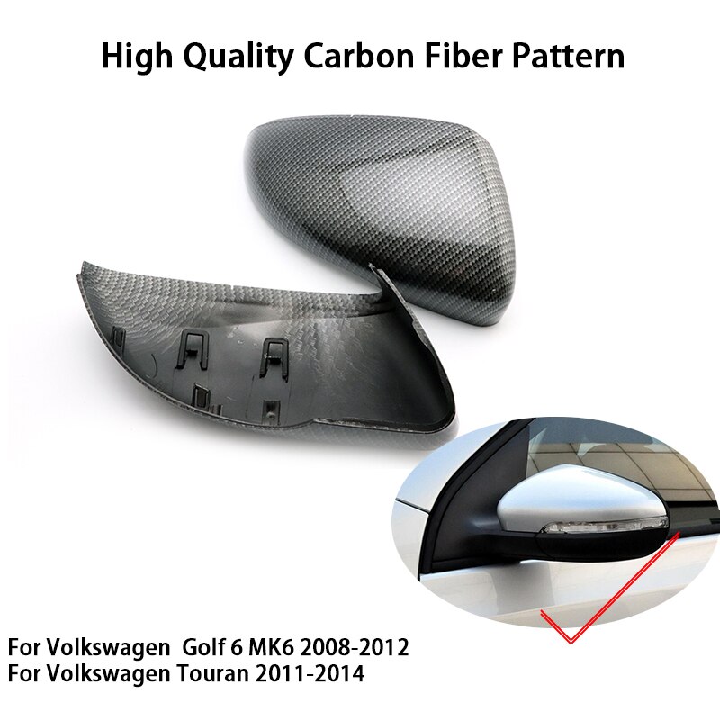 Carbon Look Side Wing Mirror Cover for VW Golf 7.5 MK7 7 GTD R GTI 6 Passat B7 CC Scirocco Polo 6R 6C MK6 Cap for Jetta 6 MKVI: Carbon Fiber Look -5