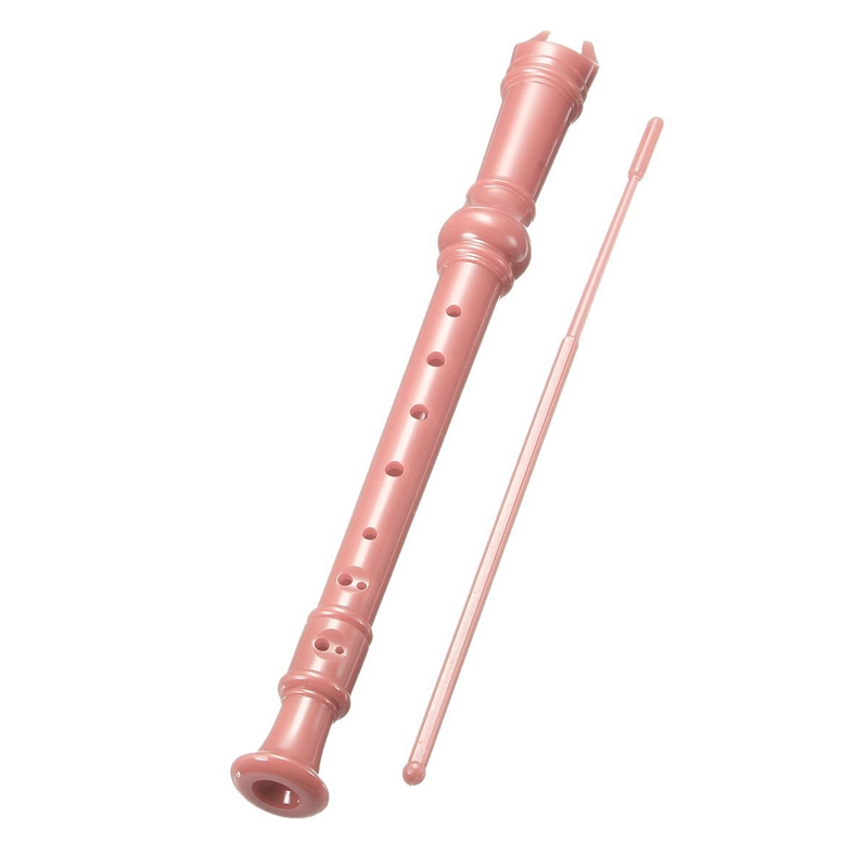 8-- huls sopranafstamningsoptager lyserød med rengøringsstang + taske taske musikinstrument lyserød: Default Title