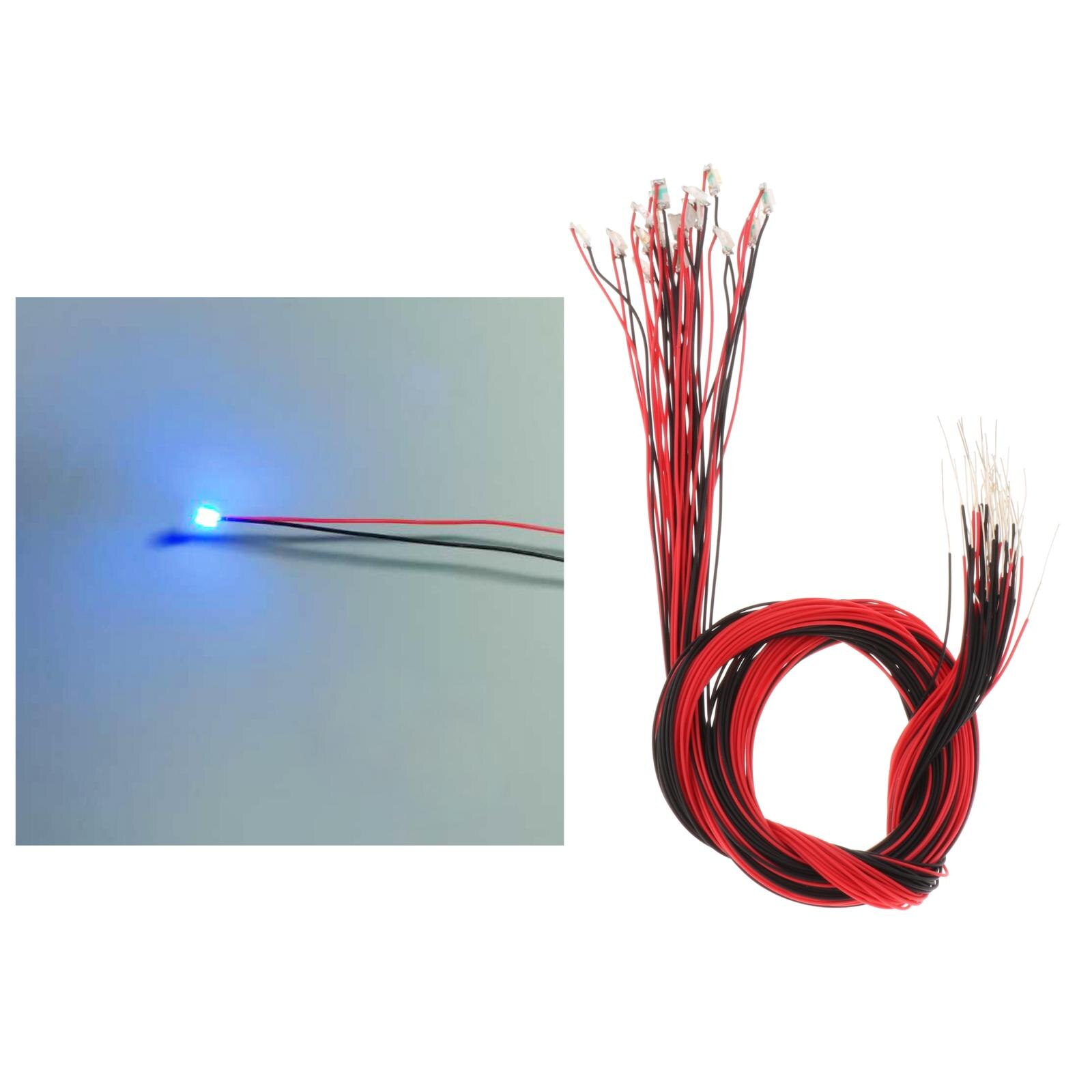 Cables de cables LED presoldados para modelo de tren, Micro Litz, SMD, 30cm, 6 colores opcionales para escenas de modelos de tren/ferrocarril, 20x: 20pcs Blue 1206