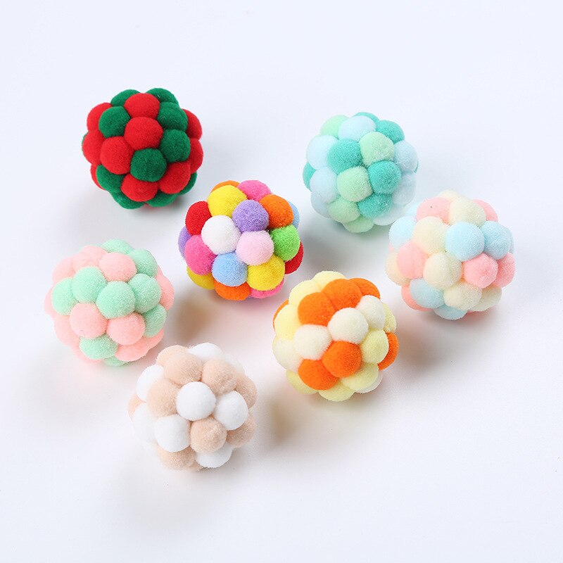 Kat Speelgoed Kleurrijke Handgemaakte Bouncy Bal Kitten Speelgoed Pluche Bell Bal Muis Speelgoed Planeet Bal Kat Speelgoed Interactieve Huisdier levert