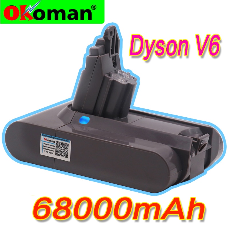 68000 mah 21.6v 12.8ah li-ion batteri for dyson  v6 dc58 dc59 dc61 dc62 dc74 sv09 sv07 sv03 støvsugerbatteri