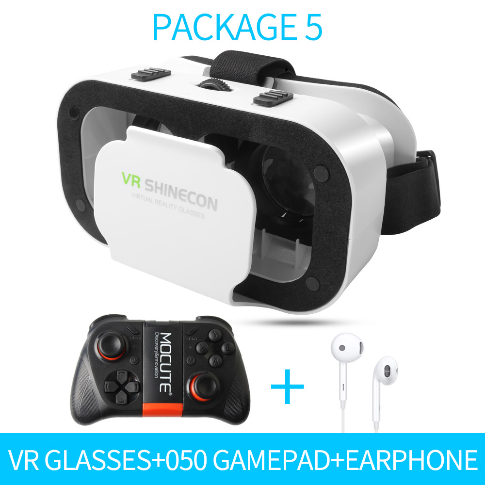 5.0 VR lunettes virtuelles réalité 3D VR lunettes Smartphone boîte casque stéréo casque pour IOS VR lunettes Android Rocker Googles Mini: VRI 050I Earphone