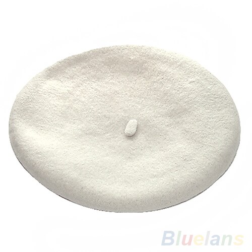 Solid farge varm ull vinter kvinner jente beret fransk kunstner lue lue cap 12 farger 0 j 5y: Hvit