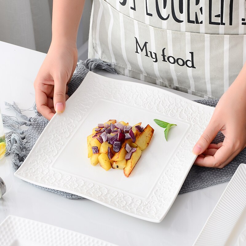 Home Kitchen Servies Pure Witte Steak Plaat Vlakke Plaat Keramische Zoete Hart Schotel