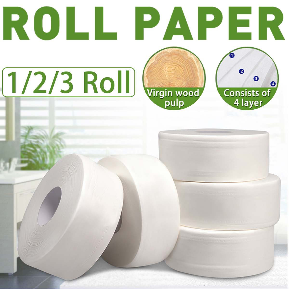 1/2/3 rollen 4 Schicht Große Rolle Papier Wc Papier Haushalts Wc Haushalt Badezimmer Wc Papier Für Home Office werkstatt