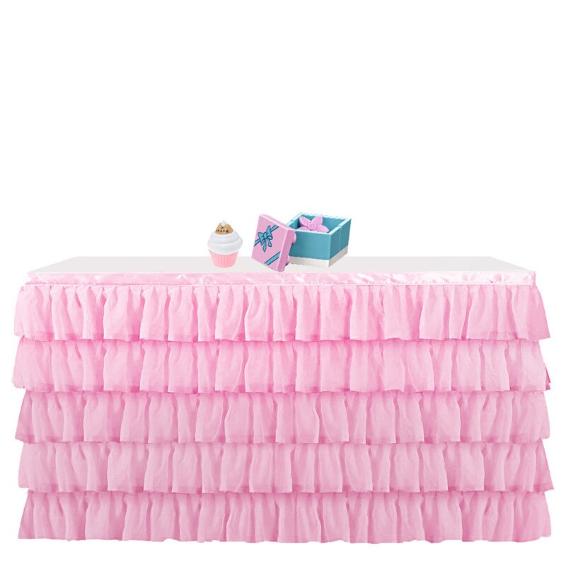 5 schicht Tisch Felsen für Heimat Party Geschirr Tisch Dekoration Ballettröckchen Tüll Bunte Tabelle Felsen für Hochzeit Baby Dusche: 14FT  4.27mx0.77m / 1 Rosa