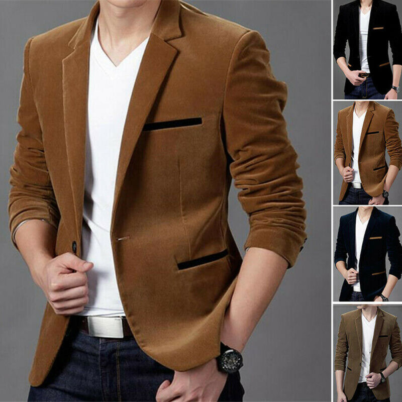Male Autumn Winter Red Wine Velvet Leisure Suit Jacket Wedding Groom Singer Slim Fit Blazer Hombre Masculino