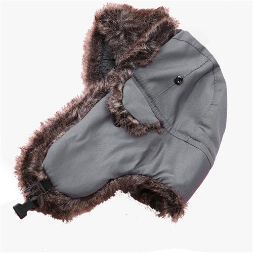 Brand Unisex Trapper Bomber Winter Warm Russian Trooper Ear FLAPS Winter Ski Hat Men Women Cap Bomber Hats: Gray