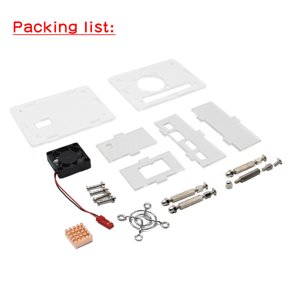 Orange Pi One Acrylic Case + Cooling Fan + Copper Heatsink Kits for Orange Pi One